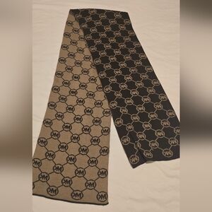 Michael Kors Dual-Tone Logo Scarf in Black and Tan